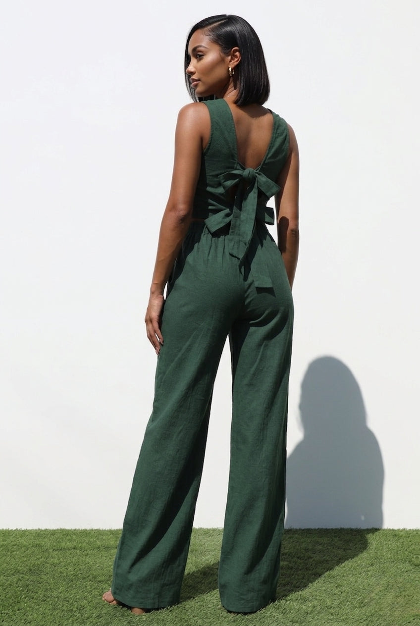 Tammy Ribbon Woven Top And Pants Set